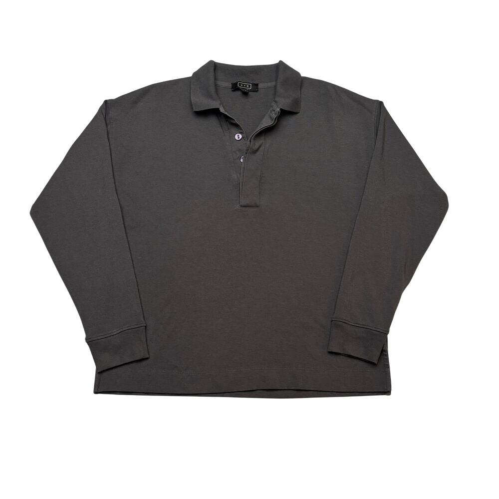 AYR Long Sleeve Polo Shirt Men's Small Pima Cotton Modal Boxy Crop Minimalist